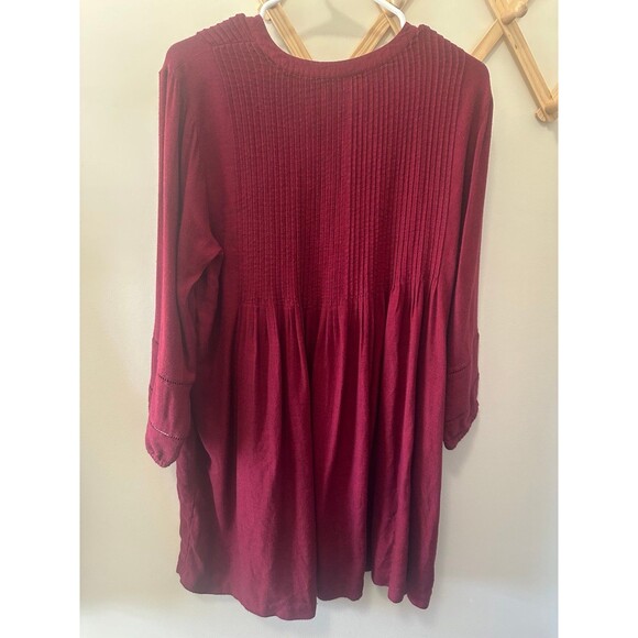 J Jill women’s red long sleeve dress size large petite balloon knit sleeves - Picture 3 of 5